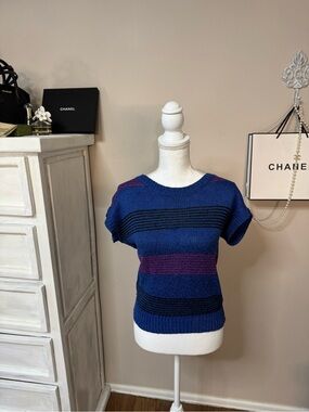 Dior Blue and Purple Striped Knit Top